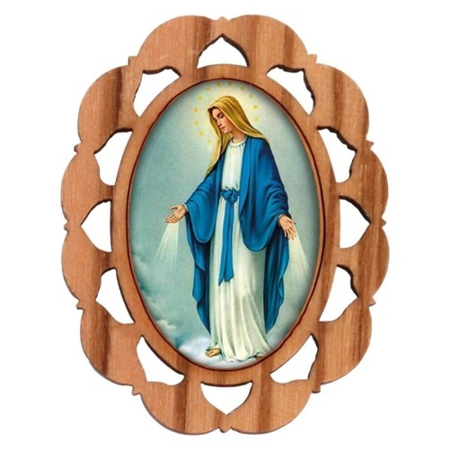 Plaque auto en bois d olivier hauteur 3 cm avec resine. Disponible avec differents Saints.