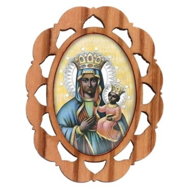 Plaque auto en bois d olivier hauteur 3 cm avec resine. Disponible avec differents Saints.