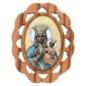 Plaque auto en bois d olivier hauteur 3 cm avec resine. Disponible avec differents Saints.