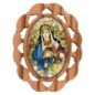 Plaque auto en bois d olivier hauteur 3 cm avec resine. Disponible avec differents Saints.