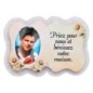 Magnet en bois H. 5 x 7 cm, avec prière pour la maison et résine de