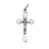 Croix de cou baroque en métal couleur argentée émaillé avec Christ H. 2,5 cm.