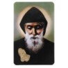 Carte priere plastifiee avec poincon dore imitation medaille H.8.5 x 5.4 cm, plusieurs saints..
