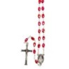 Chapelet grains semi-cristal 7 mm, chaîne argentée, croix Christ, 40 cm au cœur, dispo en plusieurs couleurs..