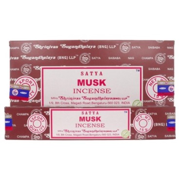 Boite de 12 paquets de batonnets d encens collection Satya 15 g. Plusieurs modeles.