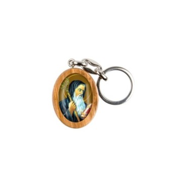 Porte-clés en bois d'olivier H- 3-8 cm avec résine couleur des saints-