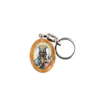 Porte-clés en bois d'olivier H- 3-8 cm avec résine couleur des saints-