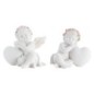 Boite de 6 anges  decor roses avec coeur, H. 7cm ( 3 lots de 2 assortis).