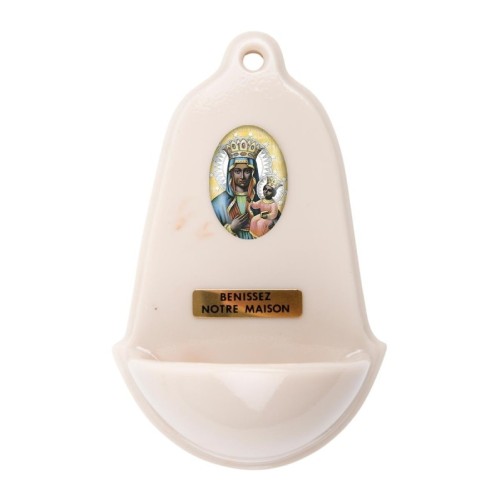 Benitier imitation marbre H. 12,5 x 8 cm avec resine, plusieurs saints..