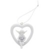 Boite de 12 anges dans coeur avec coeur strass a suspendre. H. 6 cm.