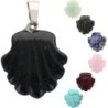 Pendentif coquille Saint Jacques de Compostelle en pierre naturelle ou synthétique Ø 2 cm. LOT DE 10 ASSORTIS