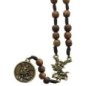 Chapelet de dévotion de saint Michel grains bois Ø 7 mm avec notice explicative, livre en sachet individuel.