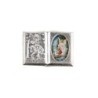 Plaque auto forme livre H. 2,5 x 3,7 cm en metal de saint Christophe avec resine des saints..
