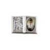 Plaque auto forme livre H. 2,5 x 3,7 cm en metal de saint Christophe avec resine des saints..