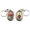 Porte-clés H. 4,5 cm pivotant en métal couleur argentée double résine, plusieurs saints..
