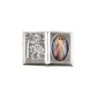 Plaque auto forme livre H. 2,5 x 3,7 cm en metal de saint Christophe avec resine des saints..