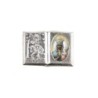 Plaque auto forme livre H. 2,5 x 3,7 cm en metal de saint Christophe avec resine des saints..