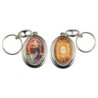 Porte-clés H. 4,5 cm pivotant en métal couleur argentée double résine, plusieurs saints..