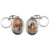 Porte-clés H. 4,5 cm pivotant en métal couleur argentée double résine, plusieurs saints..