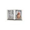 Plaque auto forme livre H. 2,5 x 3,7 cm en metal de saint Christophe avec resine des saints..