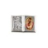 Plaque auto forme livre H. 2,5 x 3,7 cm en metal de saint Christophe avec resine des saints..