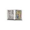 Plaque auto forme livre H. 2,5 x 3,7 cm en metal de saint Christophe avec resine des saints..