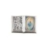 Plaque auto forme livre H. 2,5 x 3,7 cm en metal de saint Christophe avec resine des saints..
