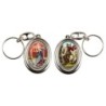 Porte-clés H. 4,5 cm pivotant en métal couleur argentée double résine, plusieurs saints..