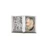 Plaque auto forme livre H. 2,5 x 3,7 cm en metal de saint Christophe avec resine des saints..