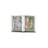 Plaque auto forme livre H. 2,5 x 3,7 cm en metal de saint Christophe avec resine des saints..