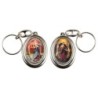 Porte-clés H. 4,5 cm pivotant en métal couleur argentée double résine, plusieurs saints..