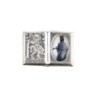 Plaque auto forme livre H. 2,5 x 3,7 cm en metal de saint Christophe avec resine des saints..