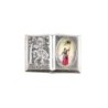 Plaque auto forme livre H. 2,5 x 3,7 cm en metal de saint Christophe avec resine des saints..