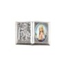 Plaque auto forme livre H. 2,5 x 3,7 cm en metal de saint Christophe avec resine des saints..