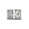 Plaque auto forme livre H. 2,5 x 3,7 cm en metal de saint Christophe avec resine des saints..
