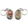 Porte-clés H. 4,5 cm pivotant en métal couleur argentée double résine, plusieurs saints..