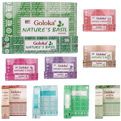 Boite de 12 paquets de batonnets d encens collection Goloka 15 g. Plusieurs modeles.