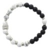 Bracelet dizainier élastique, grains en howlite et jade noir 8 mm.
