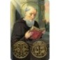 Carte priere plastifiee avec poincon dore imitation medaille H.8.5 x 5.4 cm, plusieurs saints.