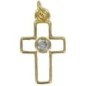 Croix de cou en metal couleur doree emaille avec centre pierres OZ H. 1,5 cm..
