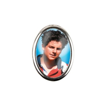 Plaque auto forme ovale H. 3,8 cm en metal avec resine, plusieurs saints.