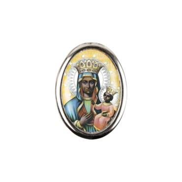 Plaque auto forme ovale H. 3,8 cm en metal avec resine, plusieurs saints.