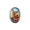 Plaque auto forme ovale H. 3,8 cm en metal avec resine, plusieurs saints.