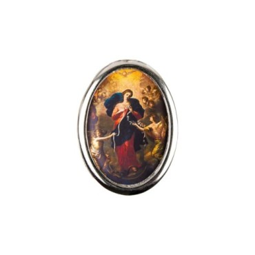 Plaque auto forme ovale H. 3,8 cm en metal avec resine, plusieurs saints.