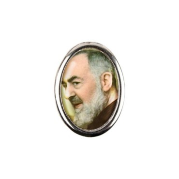 Plaque auto forme ovale H. 3,8 cm en metal avec resine, plusieurs saints.