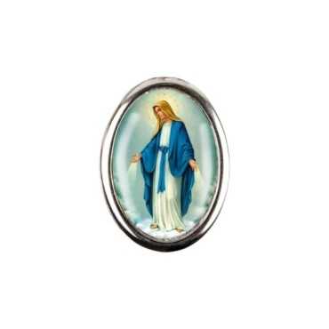 Plaque auto forme ovale H. 3,8 cm en metal avec resine, plusieurs saints.