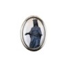 Plaque auto forme ovale H. 3,8 cm en metal avec resine, plusieurs saints.
