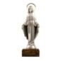 Statue en métal sur socle bois de la Vierge Miraculeuse, Hauteur 11 cm....