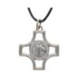 Pendentif sur cordon + fermoir, croix avec médaille saint Benoit 2,4 cm.