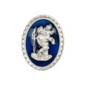 Plaque auto ovale de Saint Christophe en métal, émaillée bleue – Hauteur 3,5 cm..